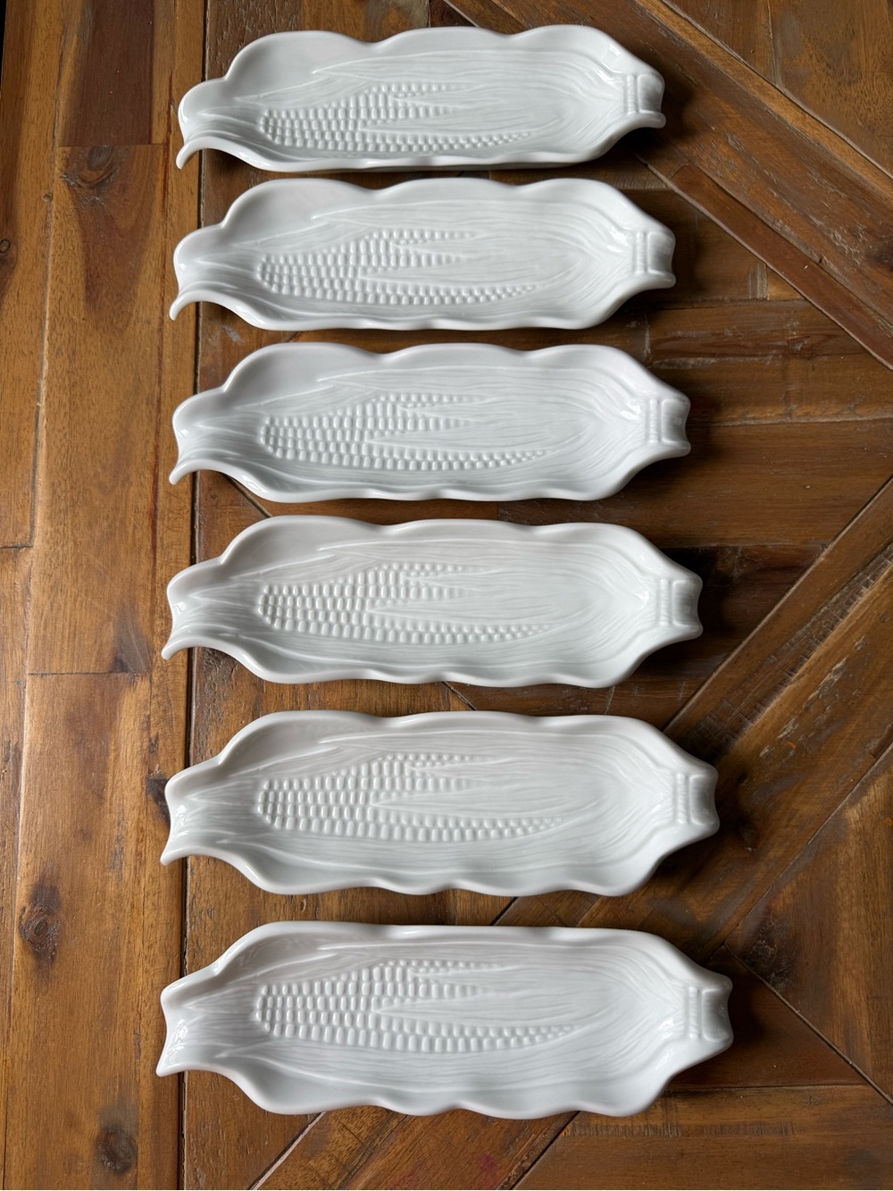 Pillivuyt Porcelain Set of Six Corn on the Cob Serving Dishes
